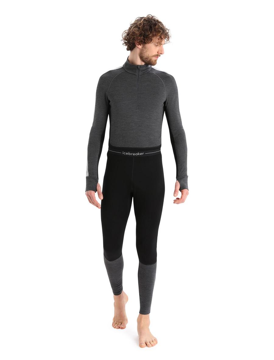 Men's Icebreaker Merino 260 ZoneKnit™ Merino Leggings Base Layers Black / Jet Heather | CA 1615DFMN